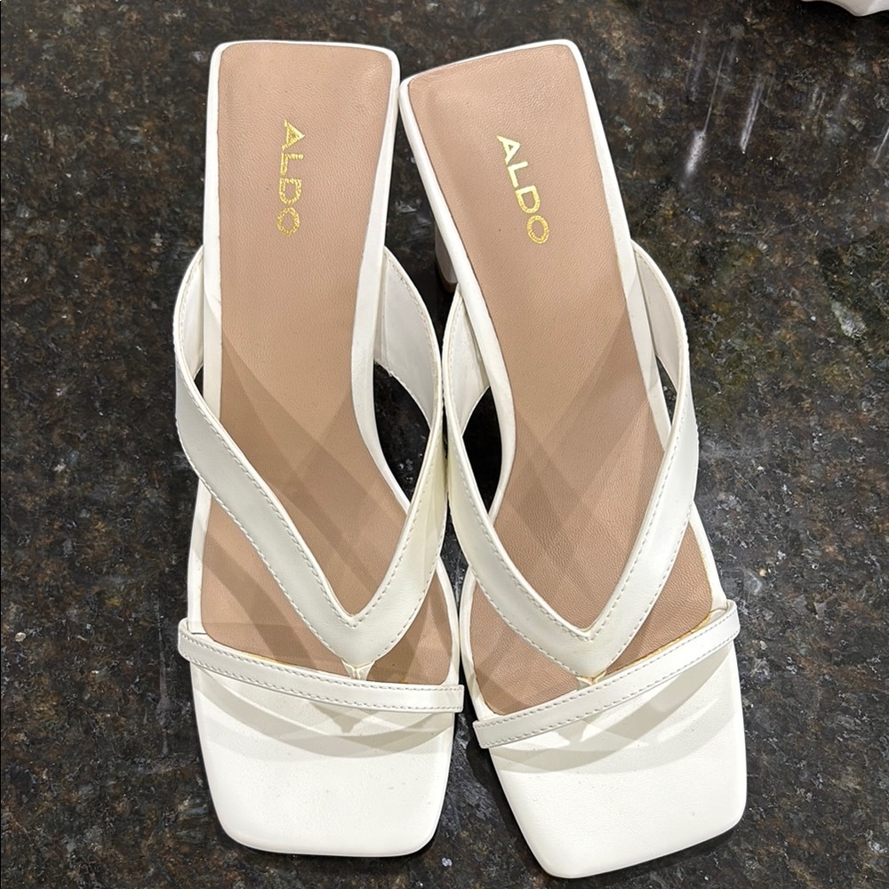 Aldo White Strappy Heeled Sandals